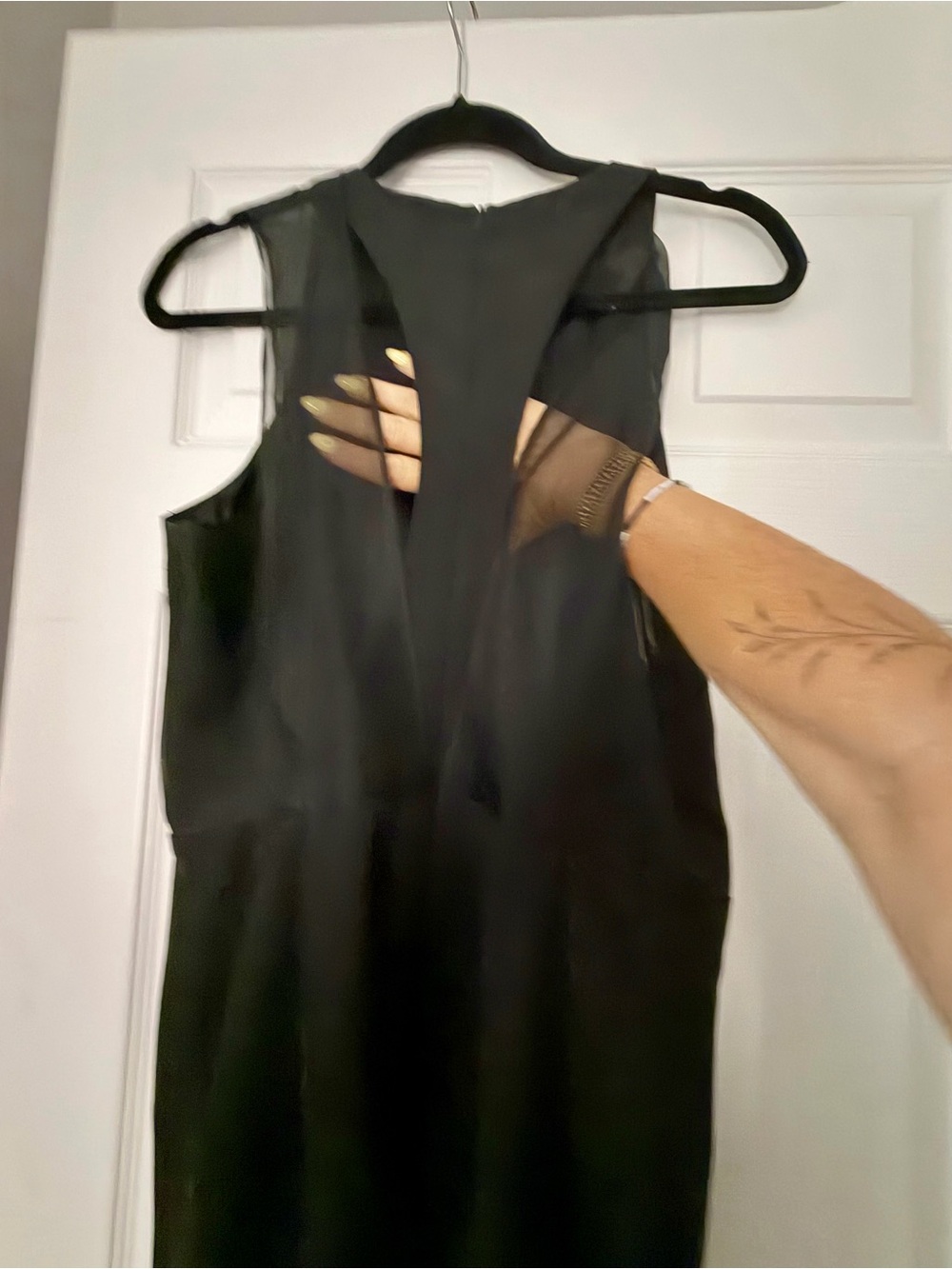 Black Midi Dress with Sheer Back Panel